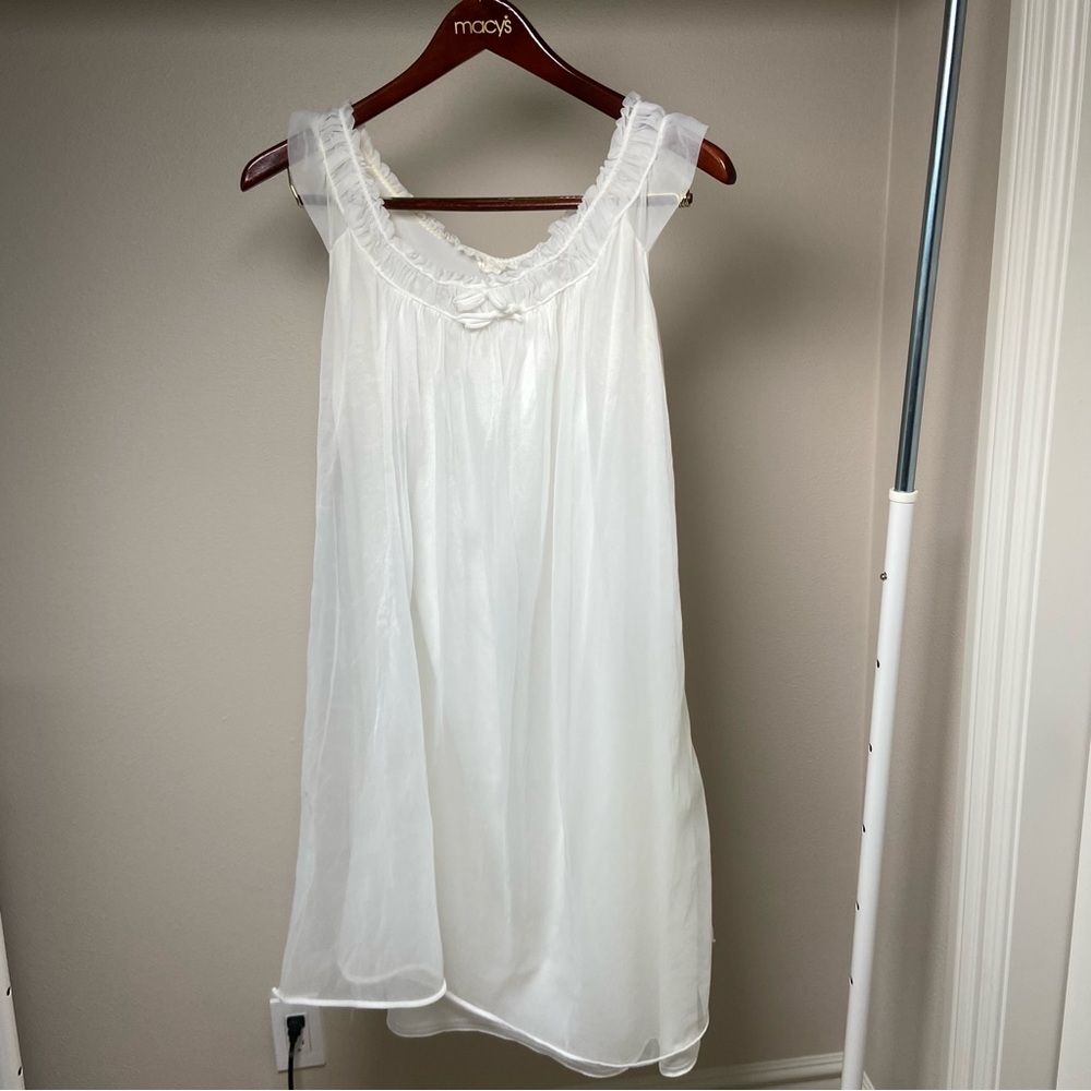 Vintage Texsheen White Nylon Nightgown Size 36